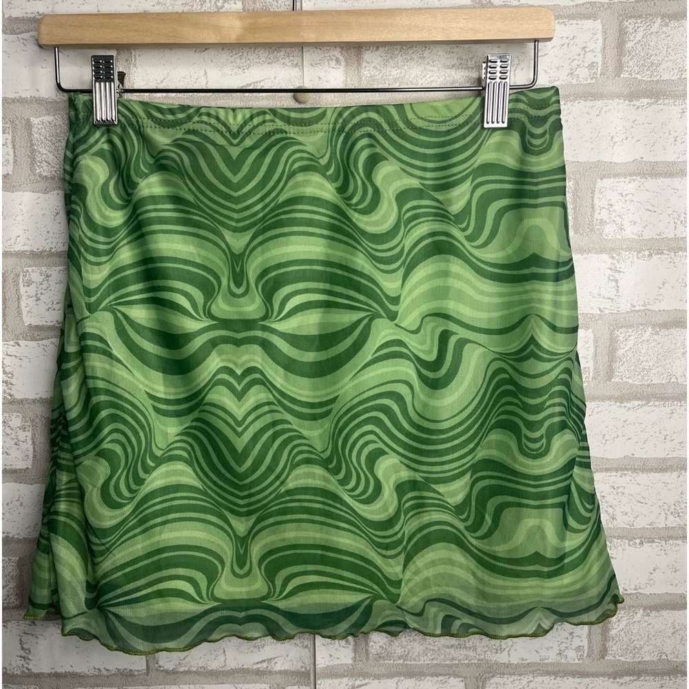 Adorable Y2K Mesh Green Mini Skirt SzM